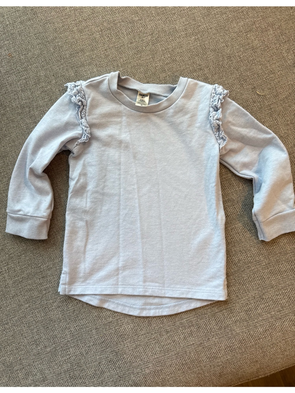 OshKosh B'gosh Light Blue Ruffle Shoulder Long Sleeve Top